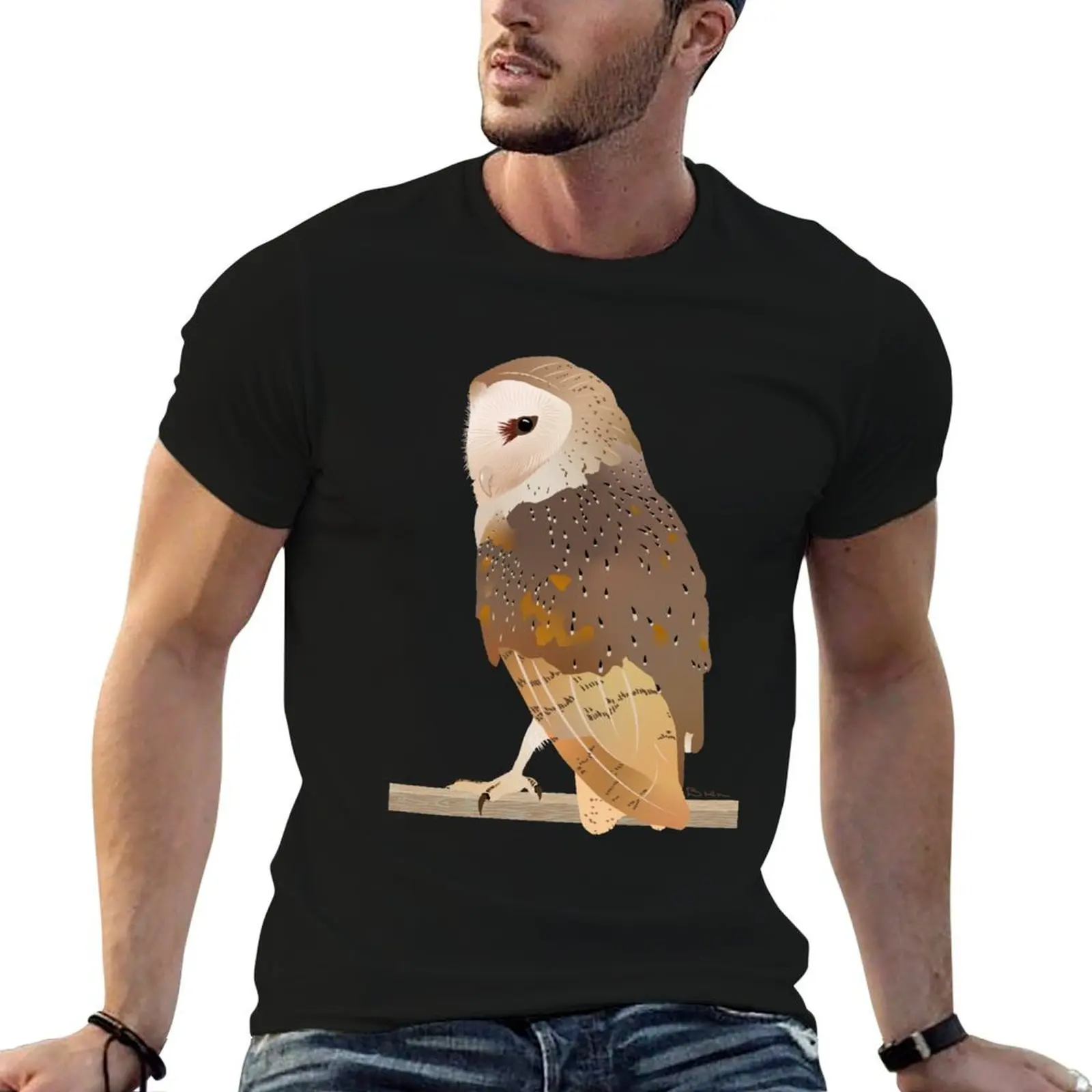 Barn Owl Perching T-Shirt customs design your own Man t-shirt mens workout shirts