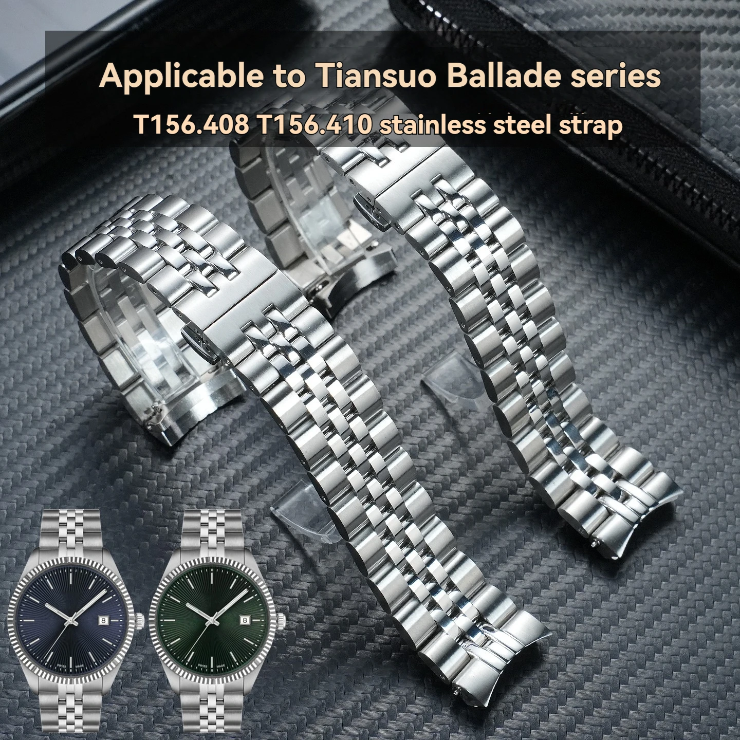 

Стальной браслет для часов Tissot 1853, серия T156, T156407 410A, T156408, T156.410, цельный браслет из нержавеющей стали, изогнутые звенья, 20 мм