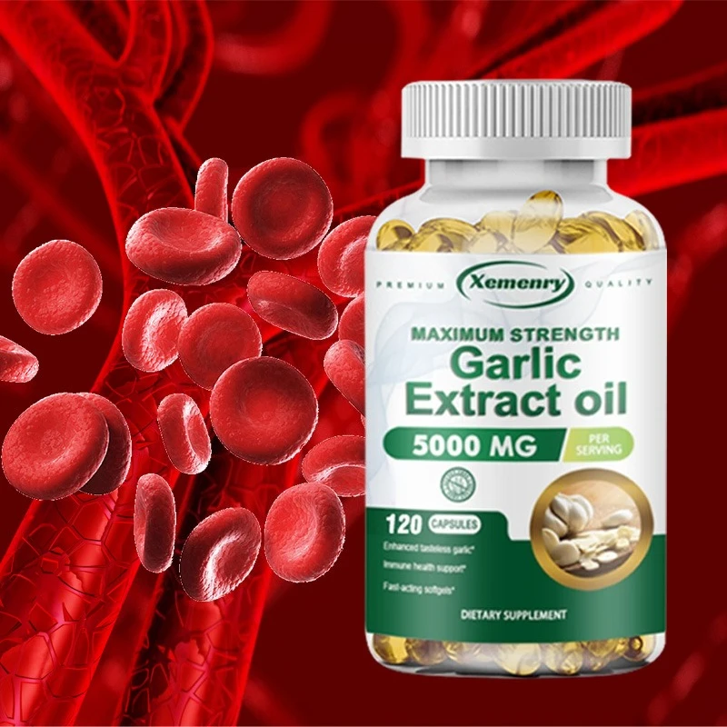 Garlic Extract Oil Capsules - Powerful Heart and Immune Support Supplement, Enhances Immune Defense, and Antioxidant Protection