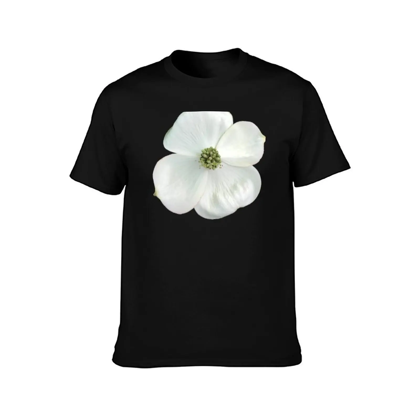 White Dogwood Flower Close-up on Soft Aqua T-Shirt Utility Casual Work T-Shirt