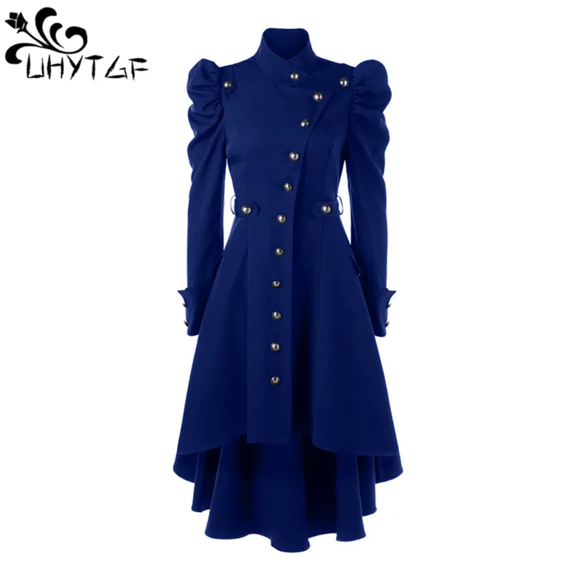 

Vintage Coat Women Steampunk Long Coat Gothic Overcoat Ladies Windbreaker Jacket Women Luxury Dovetail Veste Femme Outewear 2920