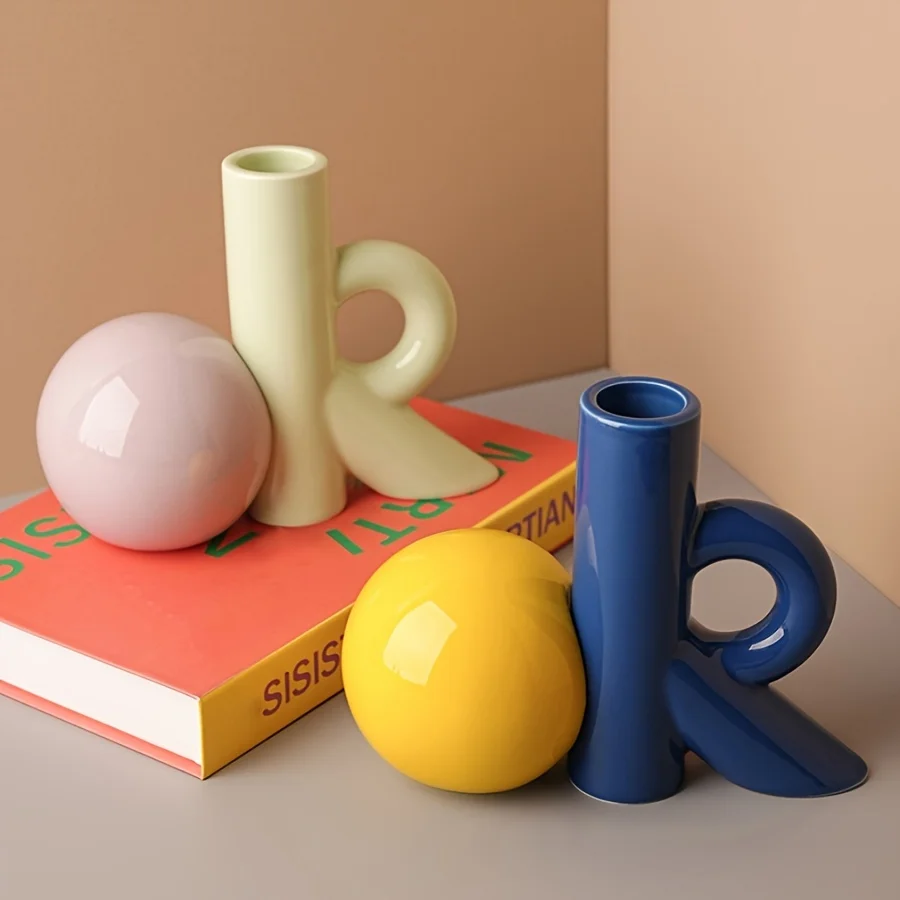 

Creative Ceramic Tissue Box Holder Vase Dopamine Home Decor Desktop Ornament