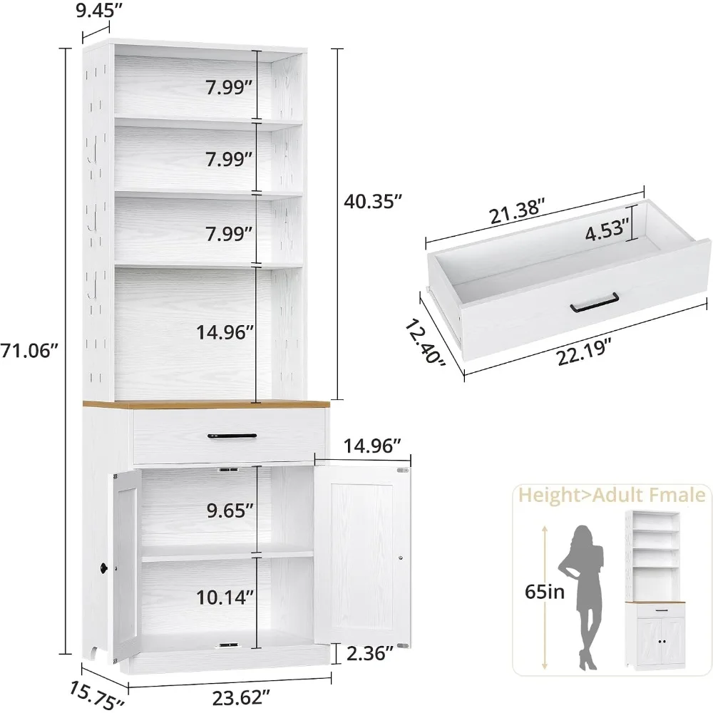 Bakers Rack Microwave Stand with Customizable Pegboard and Storage