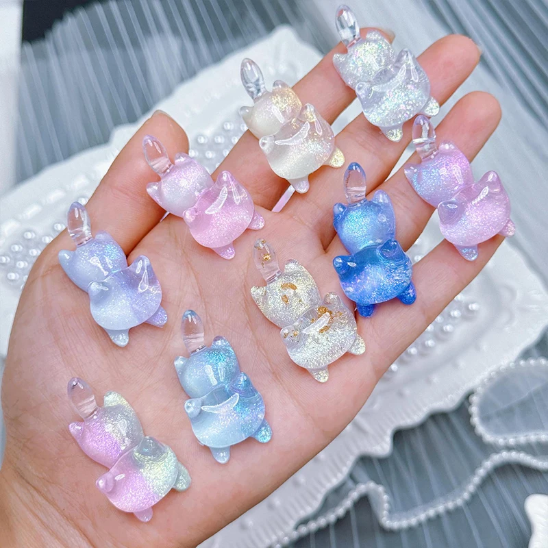 5PCS Mini Luminous Cat Glow At Dark Cat Vivarium DIY Accessories Mimiature Figurines Fairy Garden Decoration Kawaii Animals