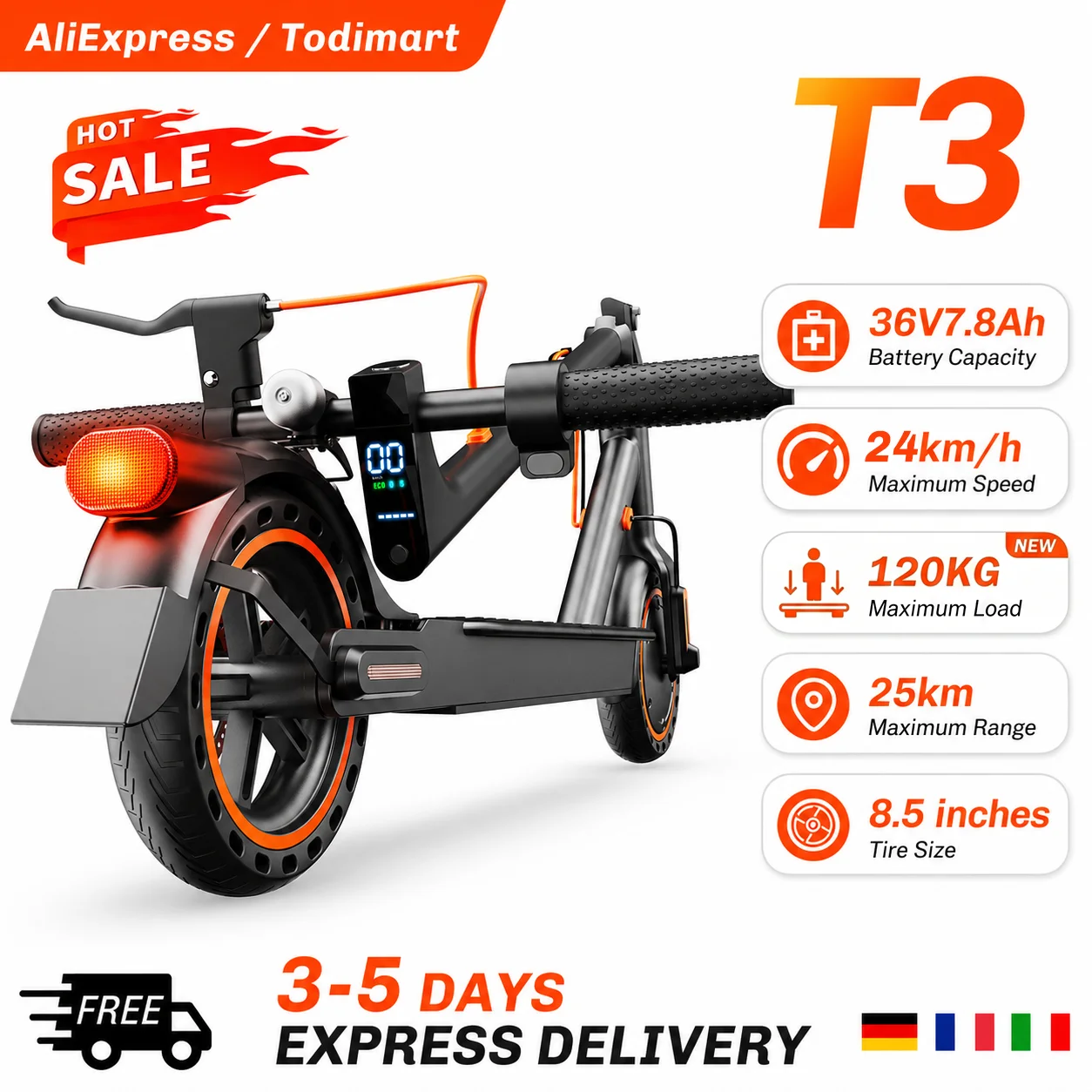 TODIMART T3 T1 Electric Scooter for Adult Kids 250W 7.5AH 36V 25KM/H Foldable E Scooter Battery 8.5 inch Wheel E Scooter with APP image 3