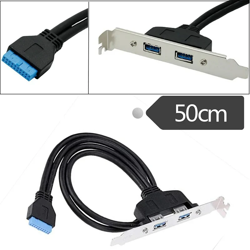 Задняя панель USB3.0 на 20PIN для ПК, материнская плата компьютера с кабелем, конвертер 50 см, USB-удлинительный кабель-адаптер для настольного компьютера