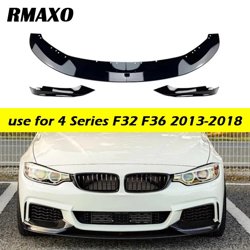 

For BMW 4 Series F32 F33 F36 2013-2018 M-Sport 4pcs front bumper lip splitter diffuser spoiler ABS gloss black body kit
