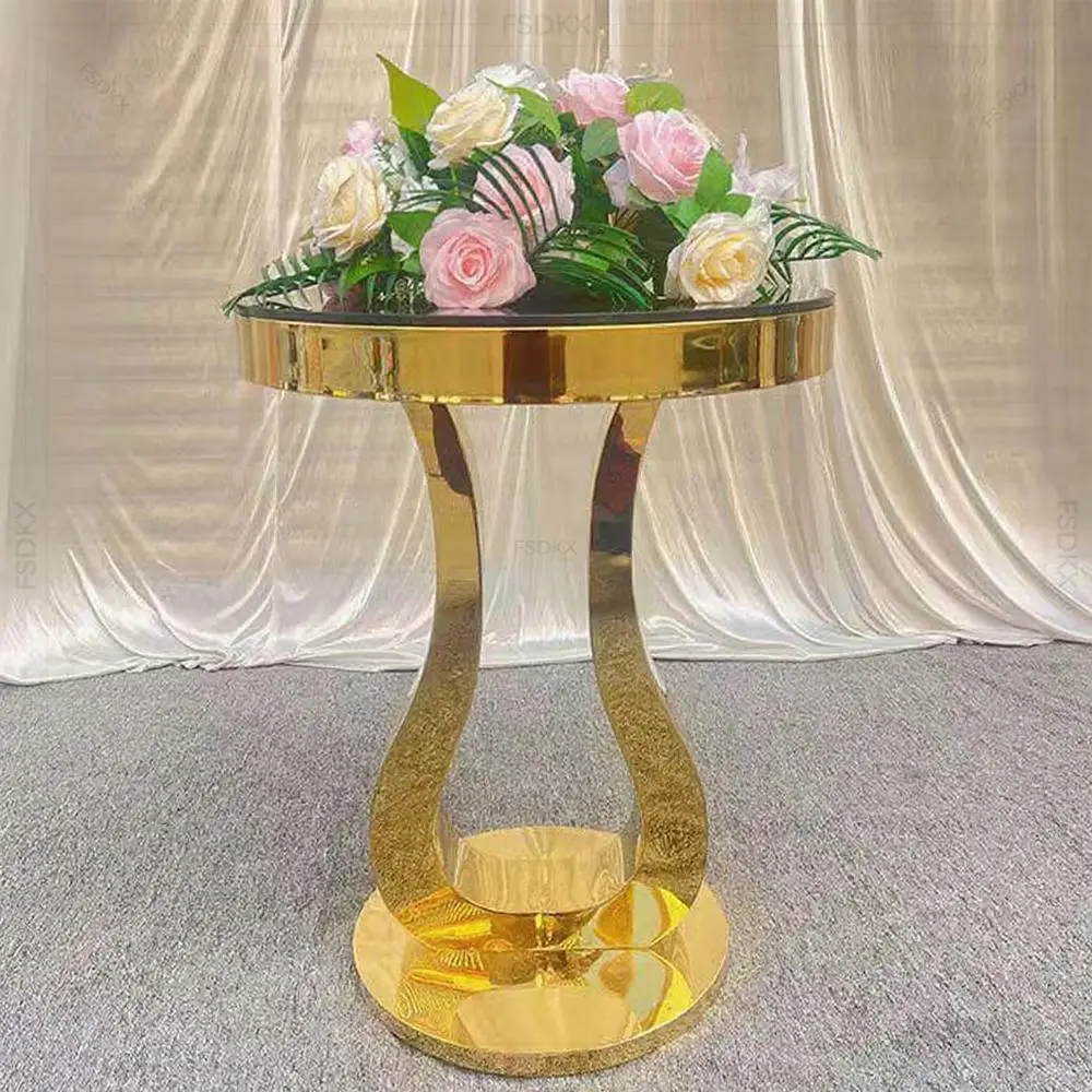 Wedding Cake Table Decor FSDKX Wedding Latest Design Stainless Steel Mirror Glass Flower Or Cake Table
