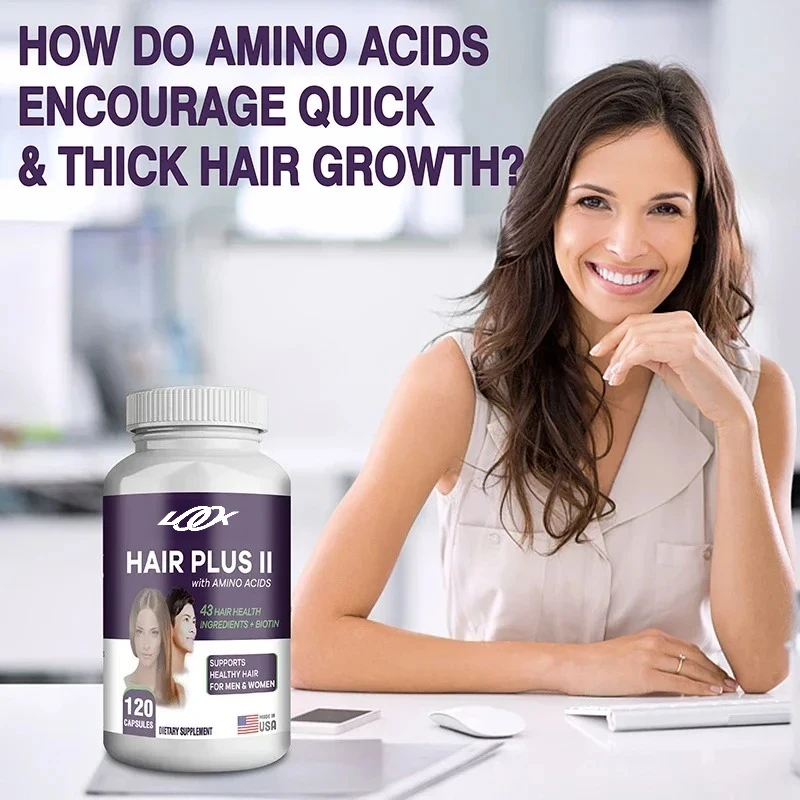 Hair Plus II with Amino Acids - Helps Reduce Hair Loss, Promote Hair Growth and Shinier, Promote Split Ends and Damaged