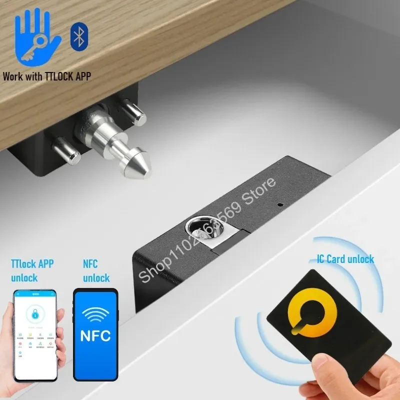 TTlock Smart Lock Keyless Invisible Cabinet Lock Card NFC TTlock App Remote Unlock Cabinet Locker Drawer Sliding-door Lock