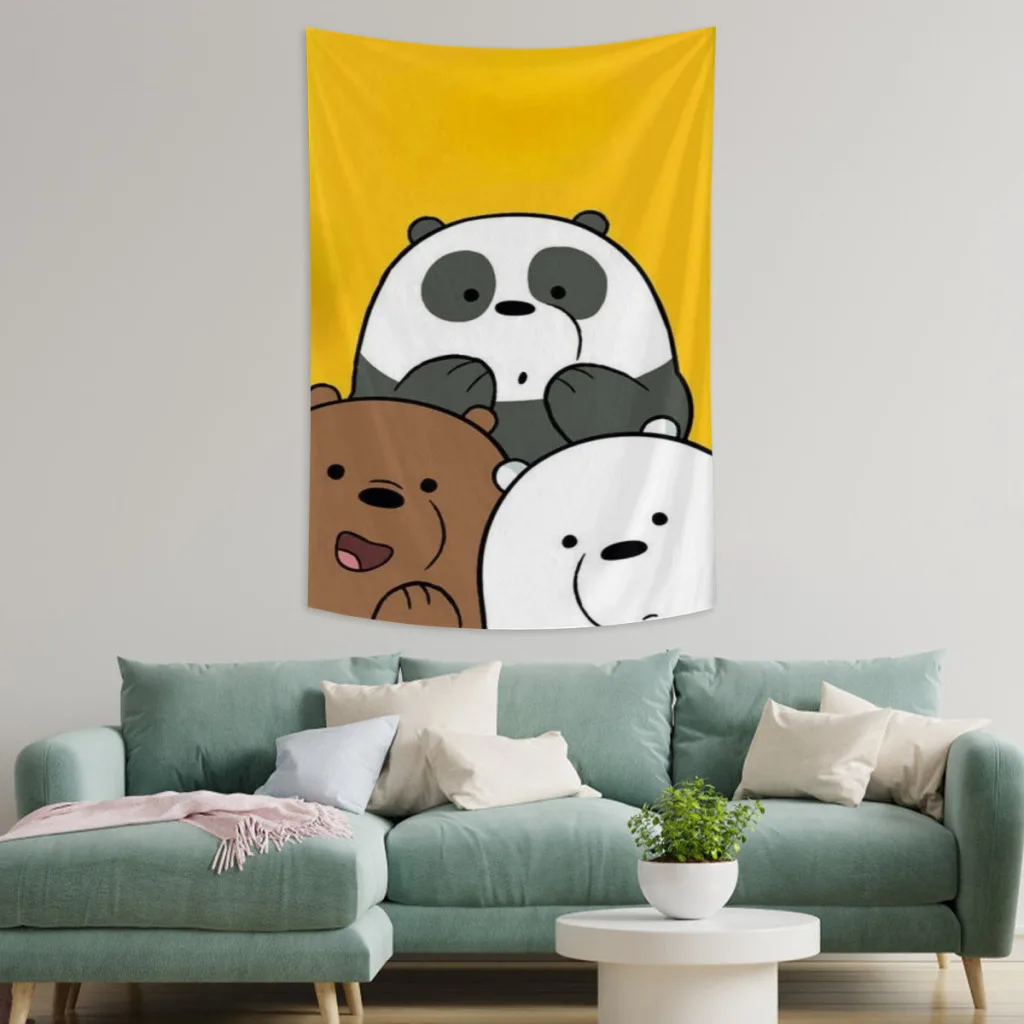 We Bare Bears Fabric Tapestry    for Wall Bedroom Room Decorating Items