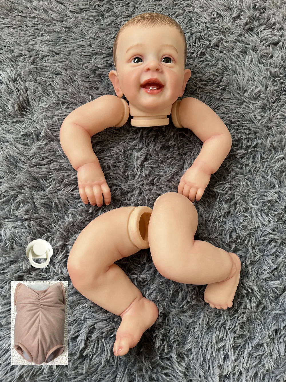 Bebe Reborn Doll Kit 24inch Already Painted Doll Kit Yannik with Painted Hair Cloth Body and COA Included 3D Skin Visible Venis