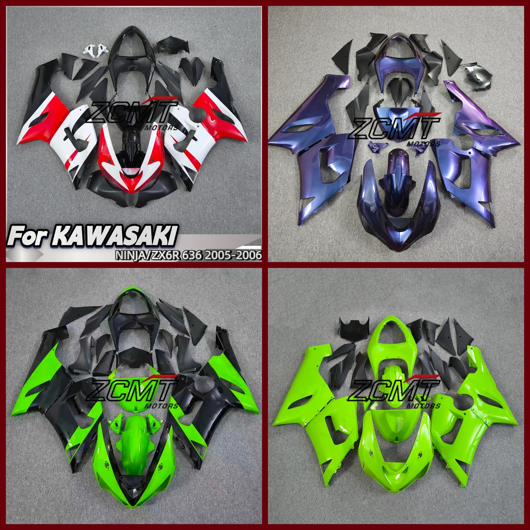 Multiple Choice Motorcycle Fairing Kits for Kawasaki ZX-6R ZX 6R ZX6R 636 2005 2006 05 06 White Black Bodywork Set