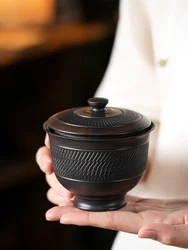 Jianshui Purple Pottery Gaiwan Ceramic Handmade Household Kung Fu Tea Set Tea Bowl Tea Cup Tea Maker Tea Ceremony