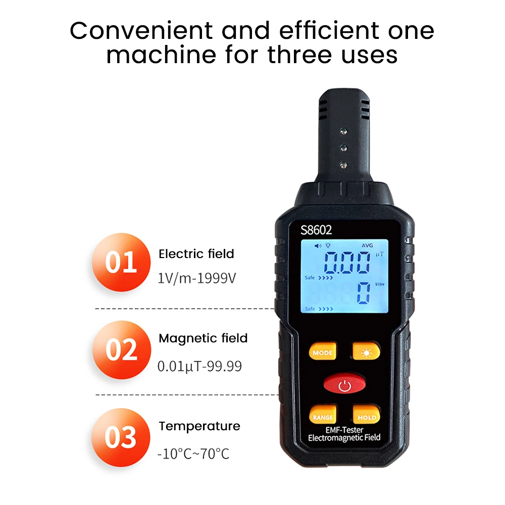 3-in-1 Digital Radiation Dosimeter Geiger Counter EMF Electromagnetic Radiation Radioactive Tester Person Dosimeter X-ray Radia