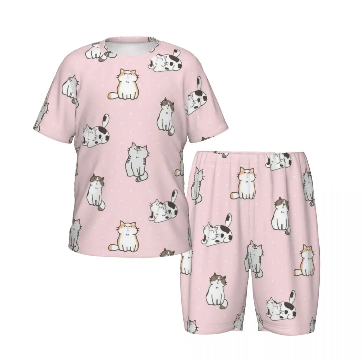 Pyjama-Set für Jungen und Mädchen, Katzen-Daunenoberteile und Shorts, 2-teiliger Pyjama, Nachtwäsche, Loungewear für den Sommer