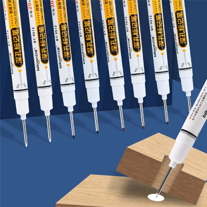 

ABVJ-5PCS Deep Hole Long Nib-Head Marker For Metal Perforating Pen Waterproof Woodworking Decoration Multi-Purpose