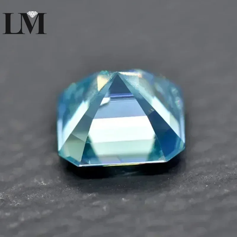 Moissanite Stone Aquamarine Asscher Cut for Pass Diamond Tester Gemstone Charms Czochralski Method Gemstone with Certificate