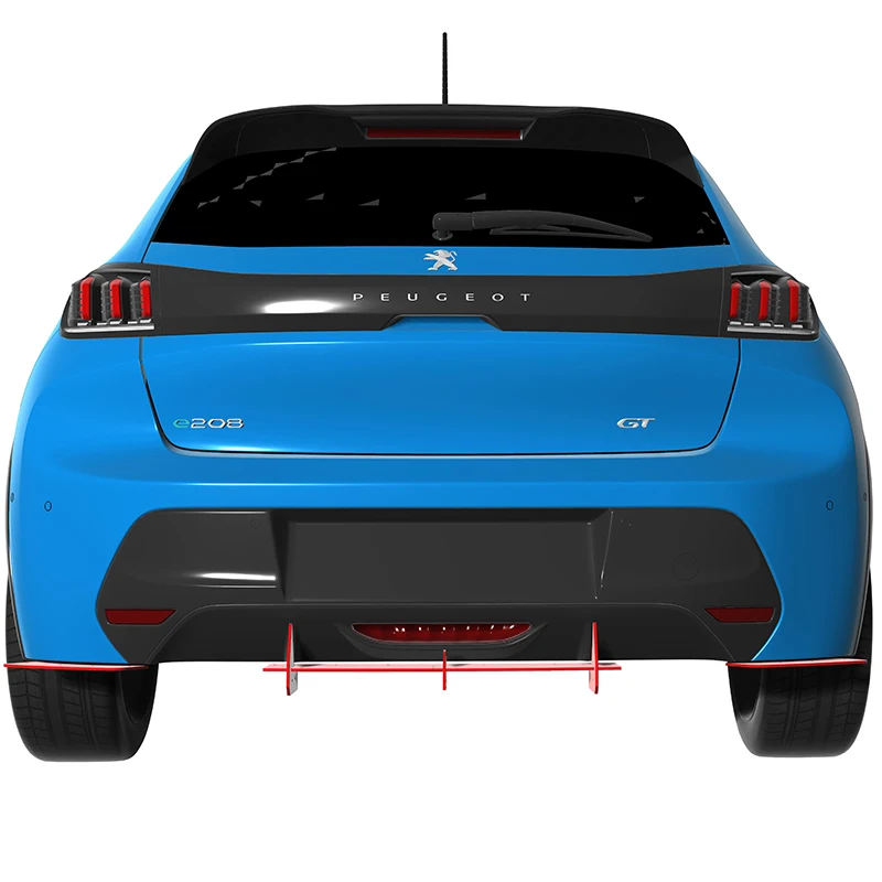 Fit Peugeot 208 GT 2019--2021 Year Rear Diffuser Bumper Lips Spoiler Splitter Body Kit Accessories