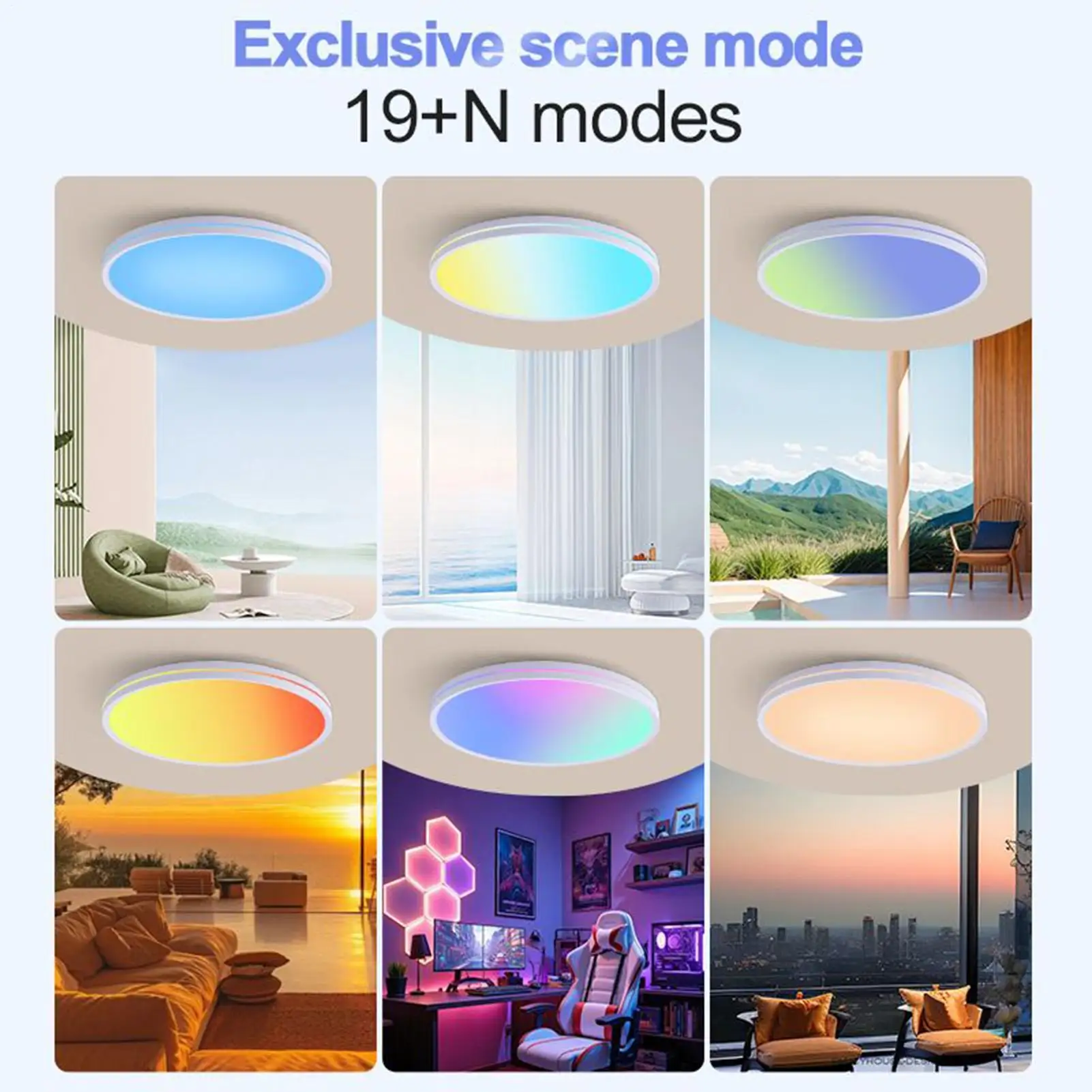 

Ceiling Light With Remote Color Changing Light Fixture Dimmable 3000K-6500K 48W Adjustable Brightness Ambient Lamp For Kitchen