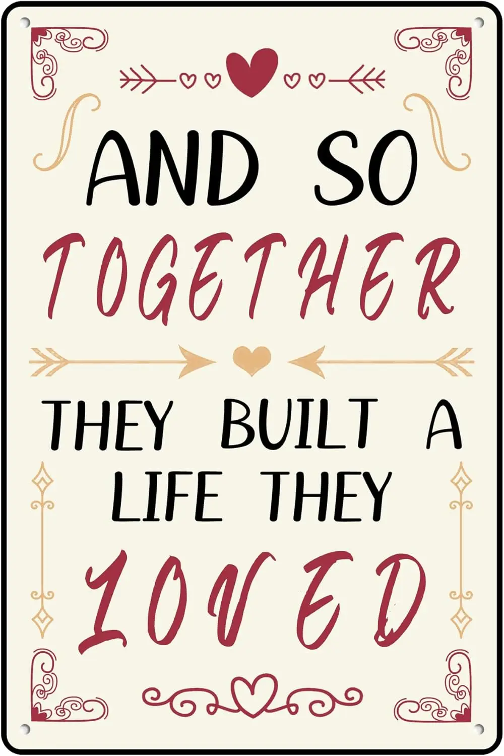 Grappig blikken bord en zo samen, ze hebben een leven gebouwd, ze geliefd. Muurdecoratie Warmte Chique Valentijnsdag Metalen borden Muurdecoratie Poster