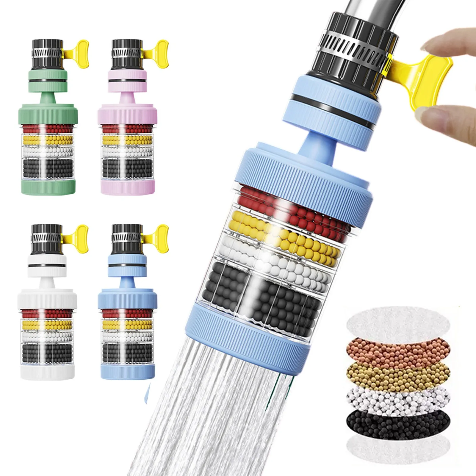 

360 ° Вращающийся 6-слойный кран-фильтр, кухонный инструмент, раковина, аксессуары для ванной комнаты, барботерный фильтрующий кран, брызгозащищенный душ