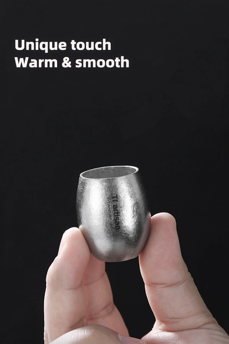 Tiartisan 20ml Titan Mini-Sake-Becher Ultraleichter Runder Weißwein-Becher für Outdoor-Camping Picknicks Taschen-Teebecher Trinkgefäß – Detail 4