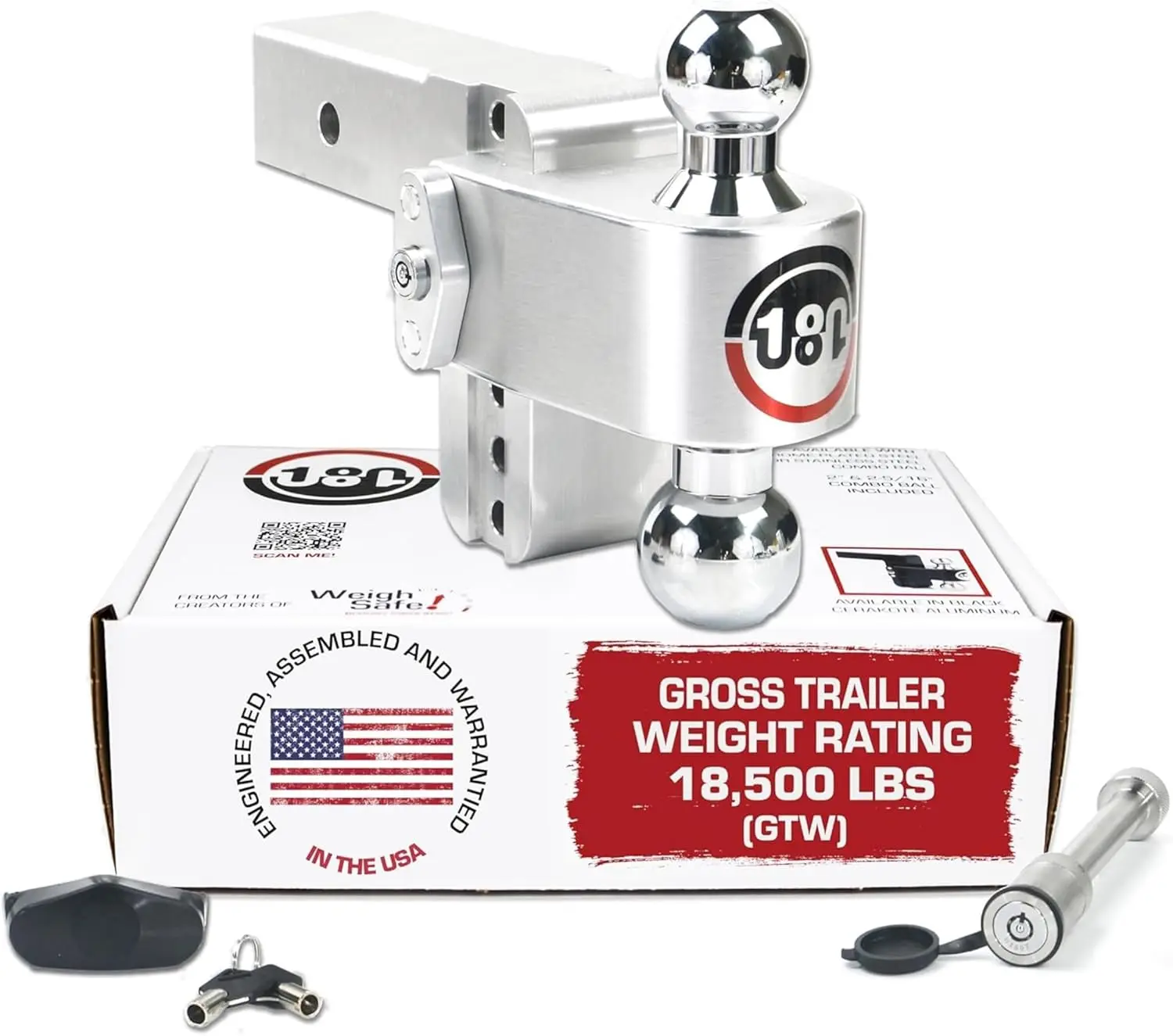 

Adjustable Trailer Hitch Ball Mount, 4" Adjustable Drop Hitch for 2.5" Receiver w/ 2 pc Keyed Alike Lock Set, Heavy Duty Aluminu