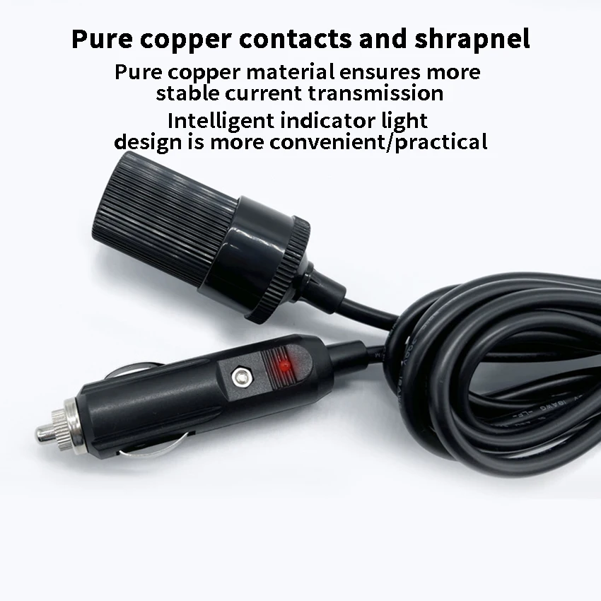 

1pcs 12-24V Car Cigarette Lighter Socket Extension Cord Cable 2/5M Male Plug To Female Socket Extension Cable Car Interior