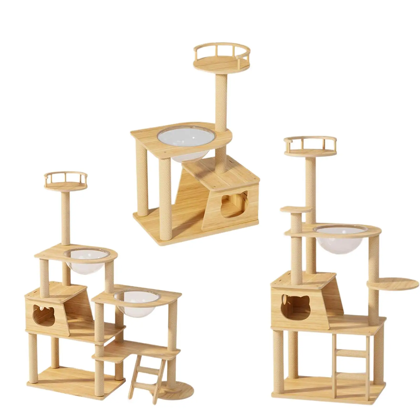 Modern Cat Tree Activity Center Interactive Multi Tiers Cat House with Scratching Posts Cat Nest for Small Large Cats Kittens