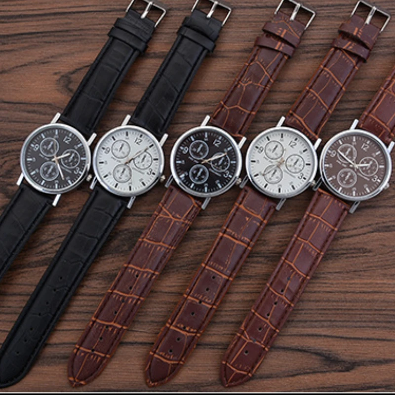 Casual Men Quartz Watches Round Dial Men Watch Elegant Quartz Watch Adjustable Faux Leather Strap High Accuracy Men Wristwatch