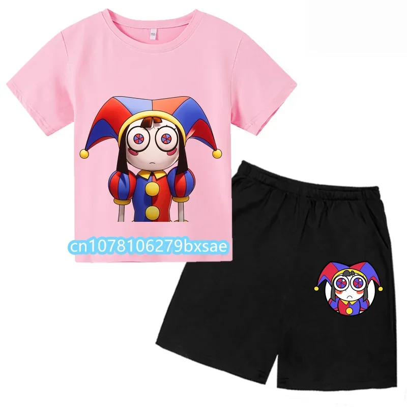 Traje de camiseta de circo Digital para niños y niñas, camiseta de dibujos animados personalizada para niños, conjuntos de moda de manga corta, nuevo increíble