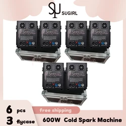 0 Tax 6Pcs 600W Cold Spark Machine With 3 Flight Case DMX Remote Cold Fireworks Fountain Spark Stage Sparkular Machine