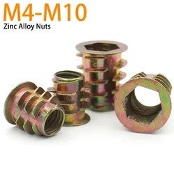 5/10pcs M4 M5 M6 M8 M10 Zinc Alloy Thread For Wood Insert Nut Flanged Hex Drive Head Furniture Nuts