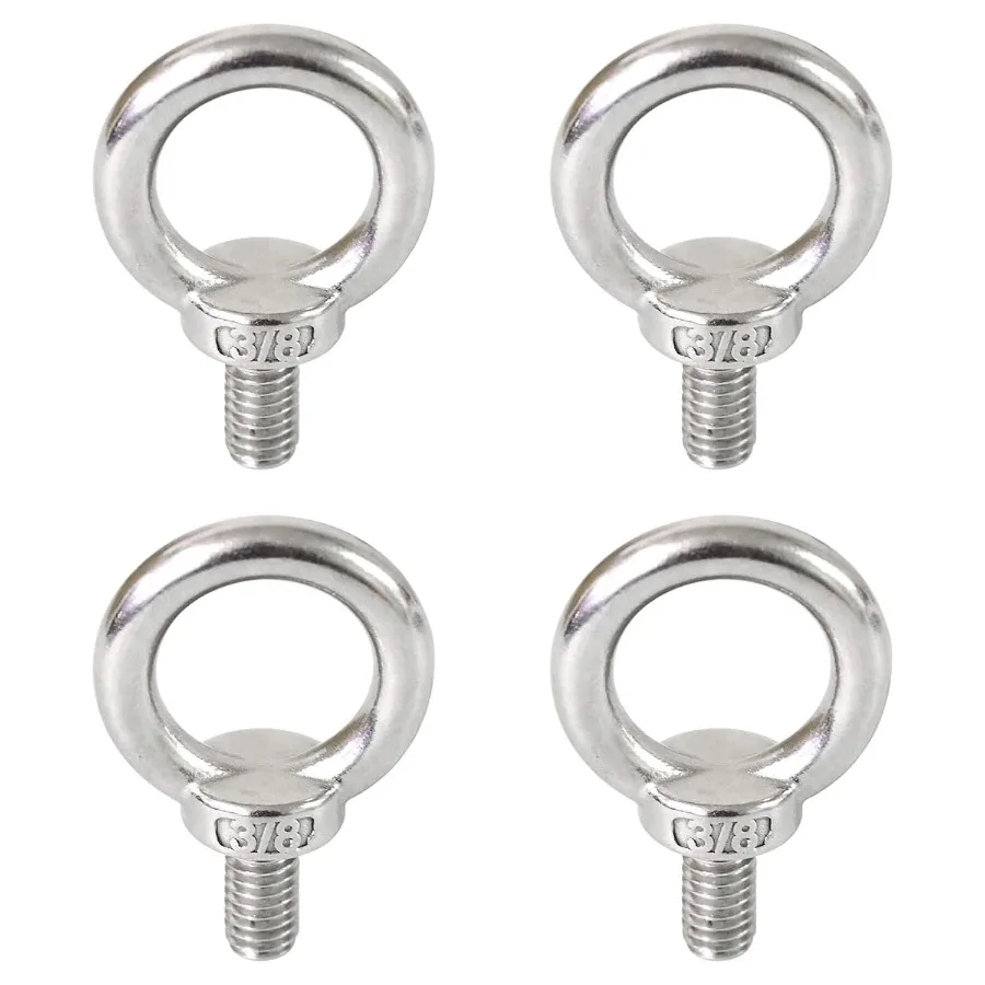 

4 Packs 316 Stainless Steel 3 8" U Eye Bolt Machinery Shoulder Eyebolts Lifting Ring Threaded Eyebolt