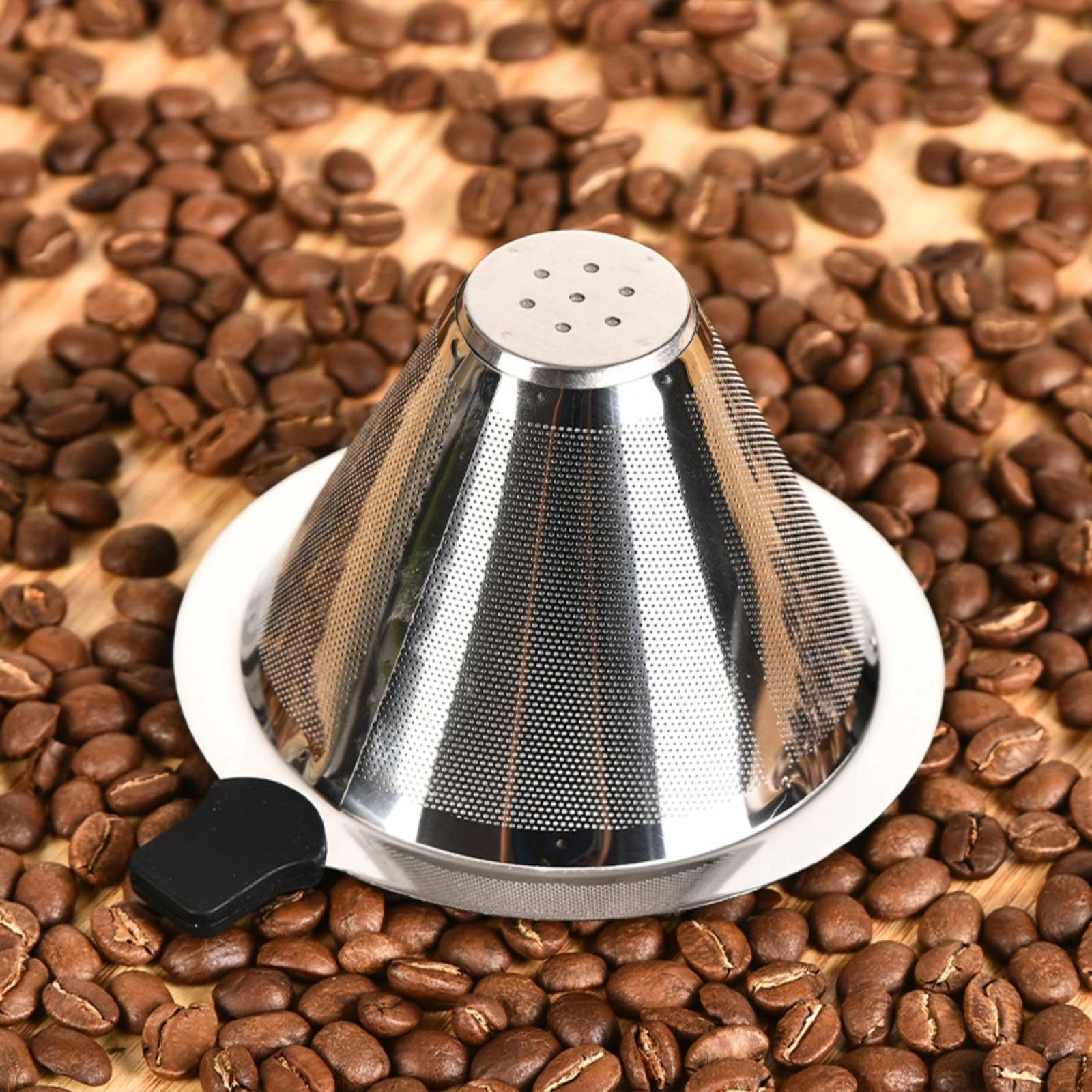 Double Mesh Coffee Strainer Easy to Clean Paperless Coffee Dripper Kitchenware Cleanable for Baristas, Office, Cafe