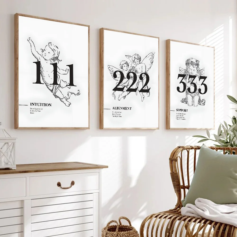 111 222 333 Angel Number Poster Paper Print Home Living Room Bedroom Entrance Bar Cafe Art Painting Decoration