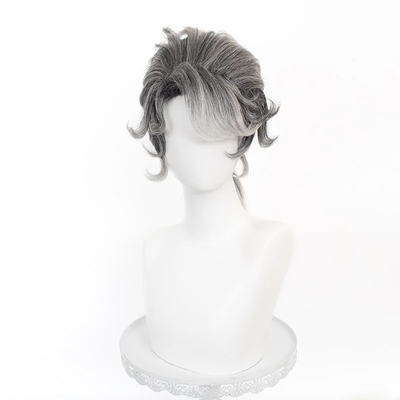 Game Identity Composer Umber Cosplay Wig Black Silver Gradient High Ponytail Hairstyle For Comicon Party Adult Women Men