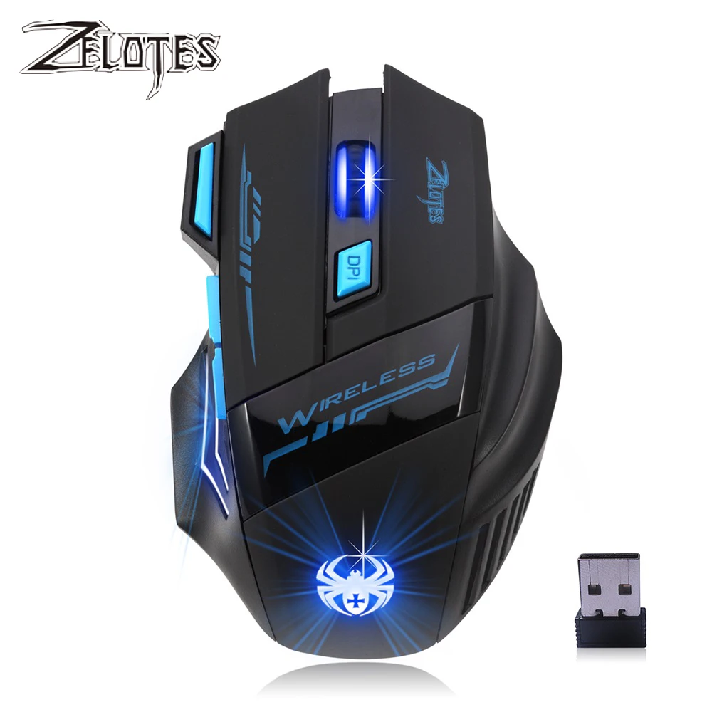 

ZELOTES F-14 Wireless Gaming Mouse 2400 DPI Optical 2.4G Mouse LED 7-Button Colorful Breathing Lights Computer Mouse for Office