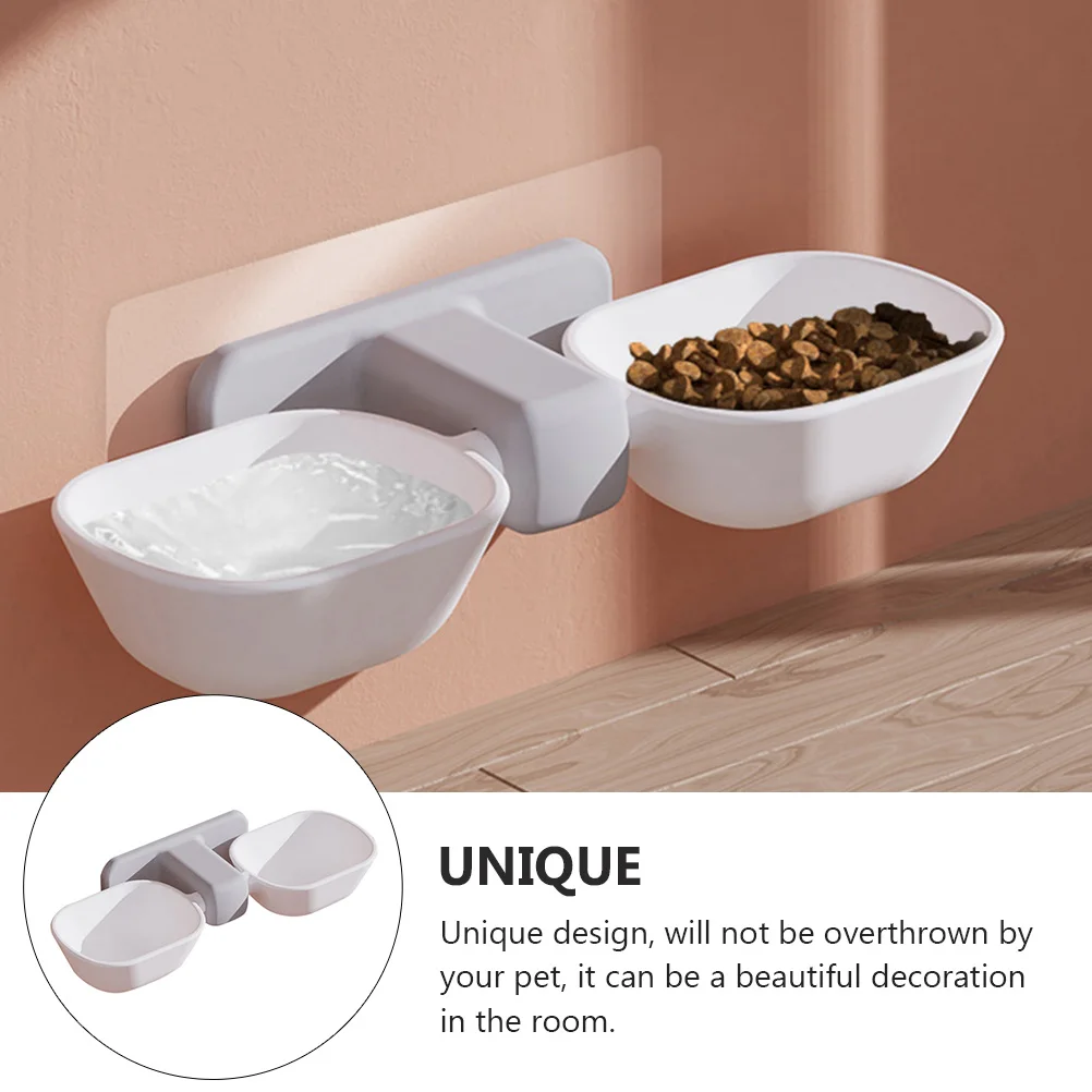 

2Pcs Cat Bowls Wall Mounted Dual Feeder Neck Protection Food Water Dispenser Pet Supplies Unique Design Cat Bowls