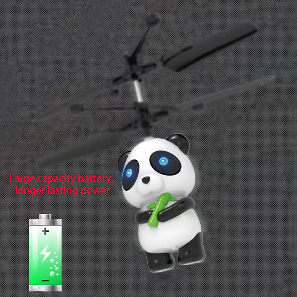 Teenager Electric Flying Helicopter Toys Cartoon Panda Drone Gesture Sensing Suspended Induction Aircraft Christmas Gifts Boys