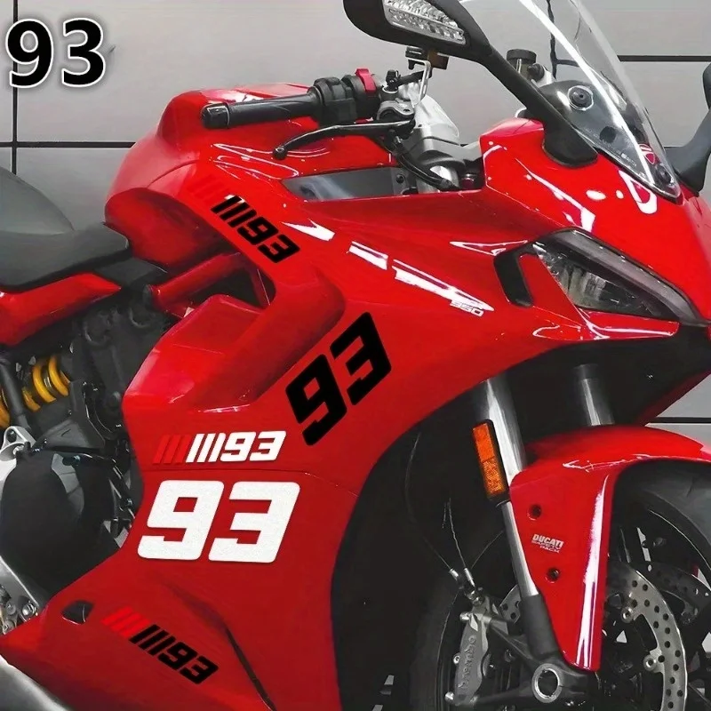 2PCS/set de No. 93 pegatinas personalizadas para casco de motocicleta, pegatinas para coche, pegatinas para motocicleta de carreras, pegatinas para rellenar combustible, pegatinas para motocicleta con efecto de rasguño