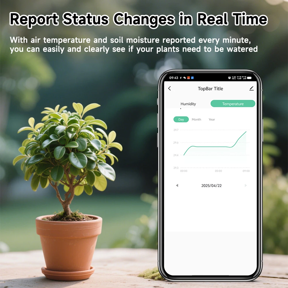 iHseno Tuya Zigbee Smart Soil Tester Humidity Temperature Moisture Sensor Smart Life APP Real Time Monitor for Plant Garden