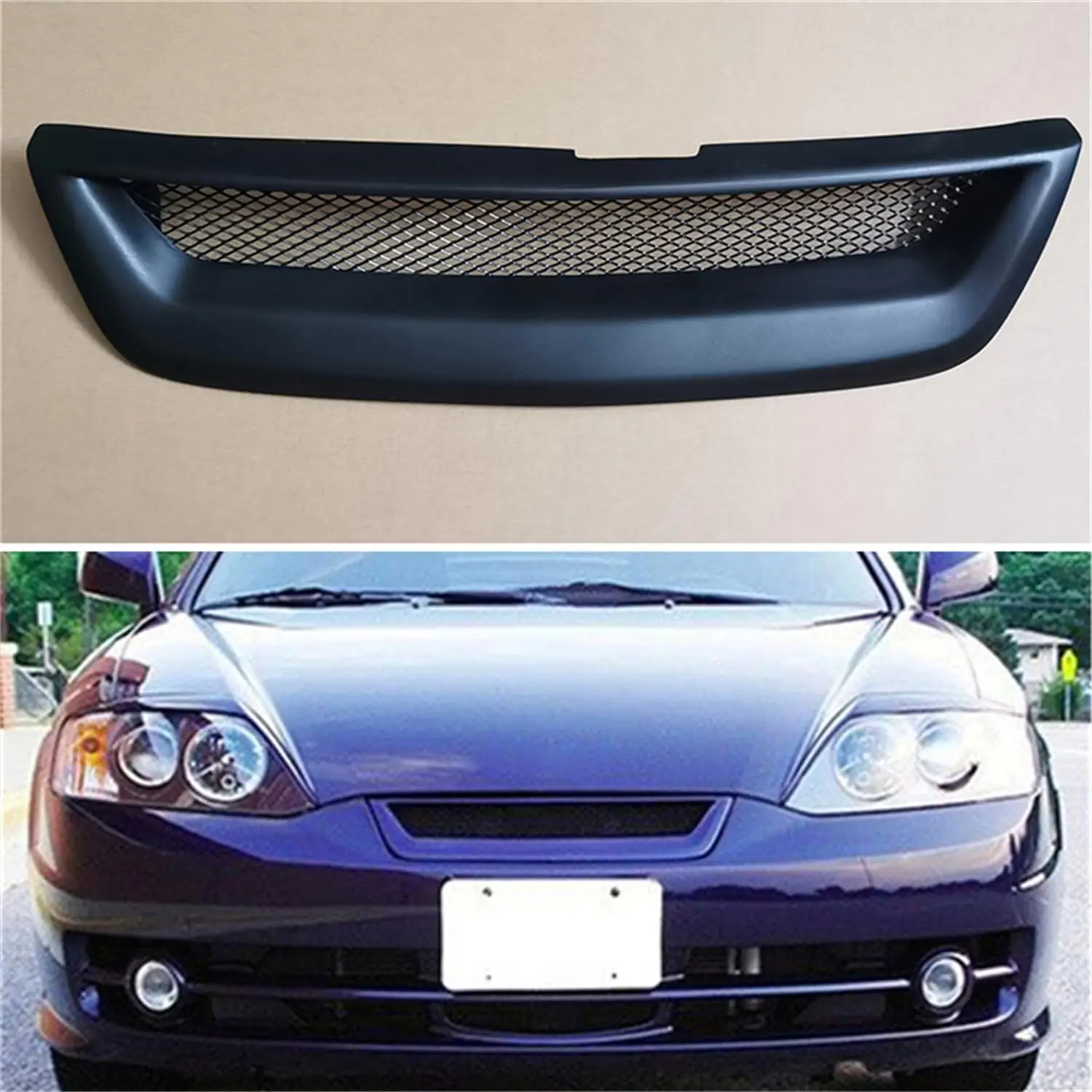 Fit For Hyundai Tiburon Tuscani Coupe 2003 2004 Year Racing Grille Front Bumper Mesh Grill Body Kit Accessories Matte Black