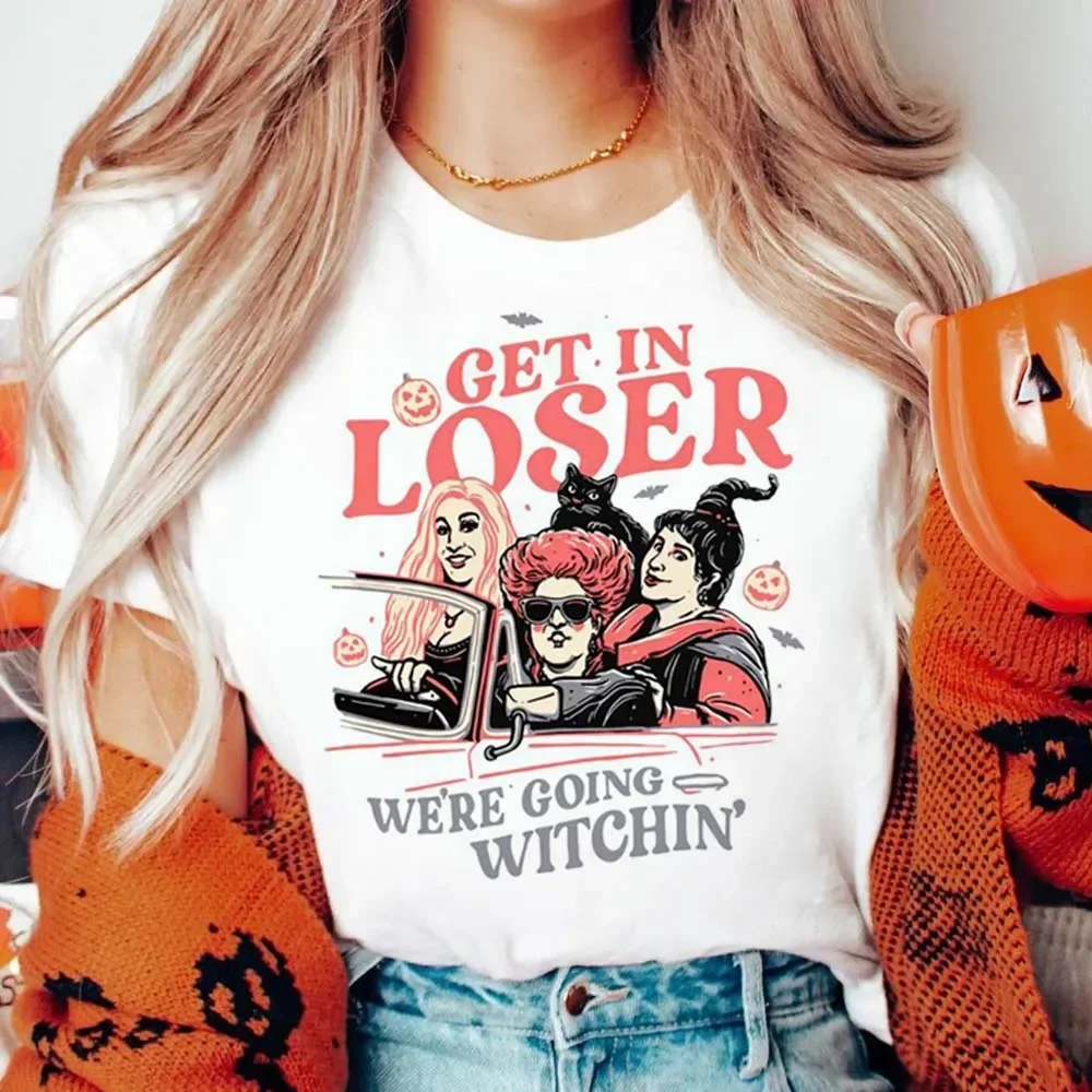 Halloween Printed Pattern T-Shirt for Women\'s Fashion Short Sleeved Sweet and Cute T-Shirt Top Casual O-Neck Printed Basic T-Shi