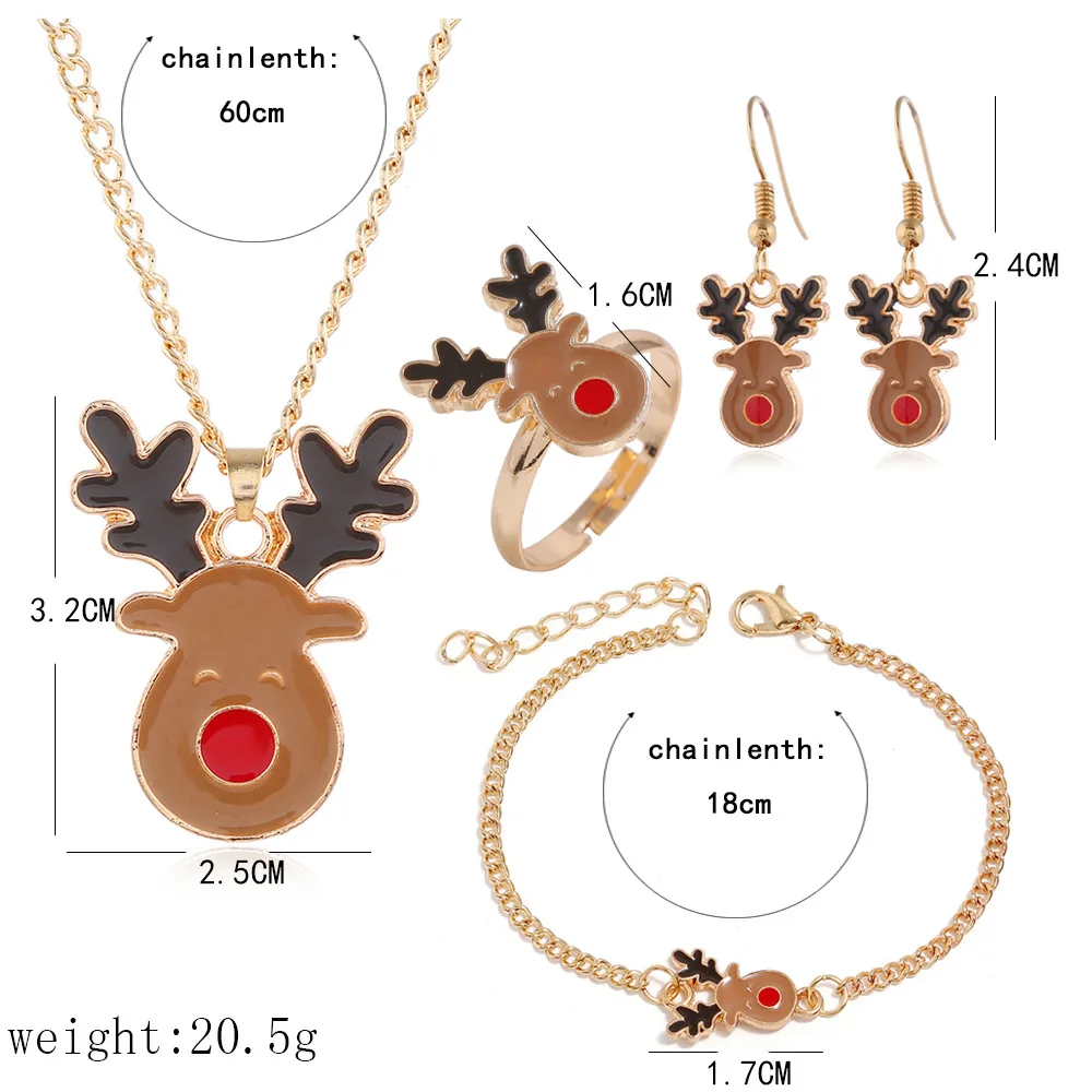 2023 Fashion jewelry sets accessories Christmas festival accessories cartoon elk earrings necklace bracelet deer jewelry set