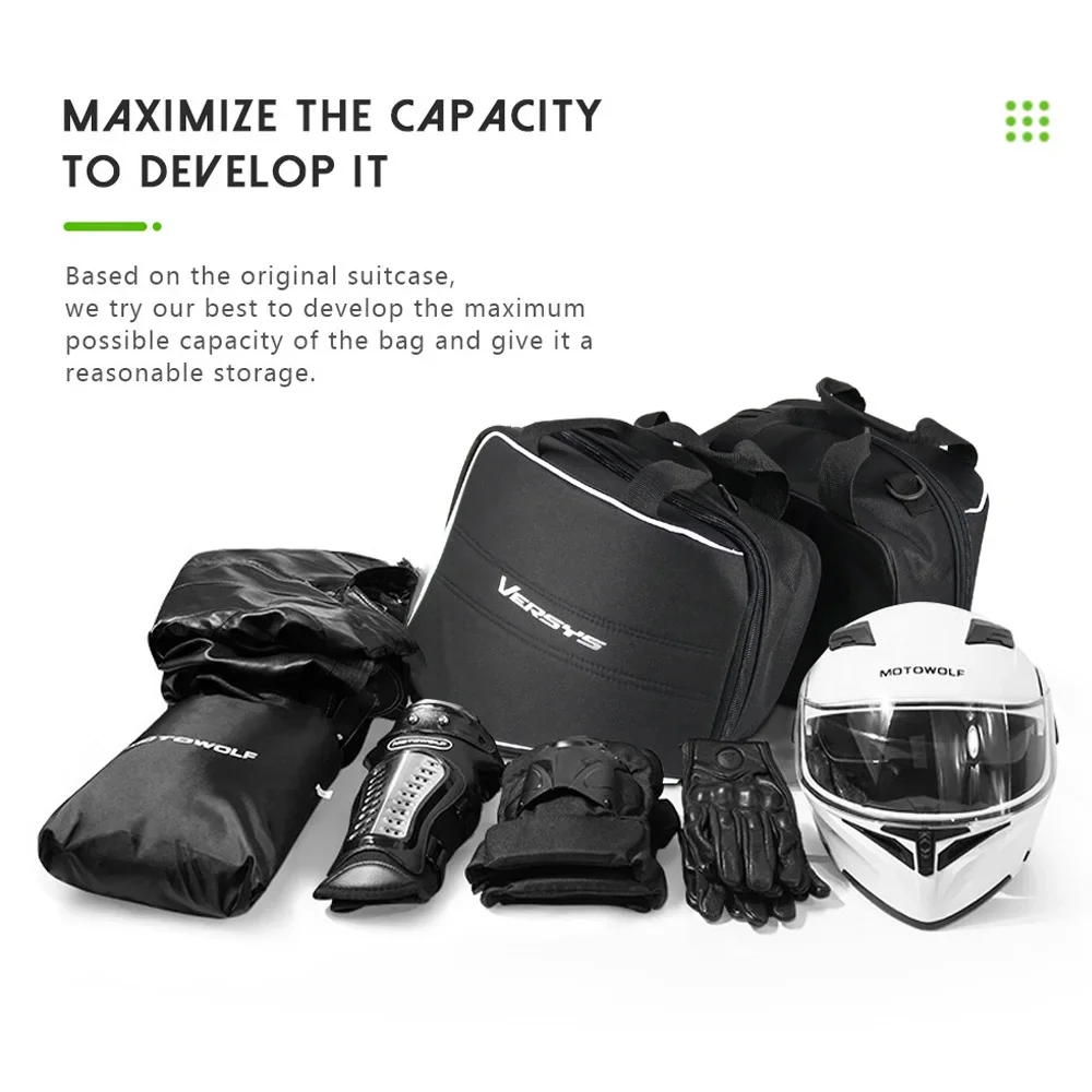 For Kawasaki Versys 1000 650 Ninja 1000 H2 SX For KQR 28L Hard Saddlebag Liner Set Saddle Bags Travel Trunk Bag ​luggage bags