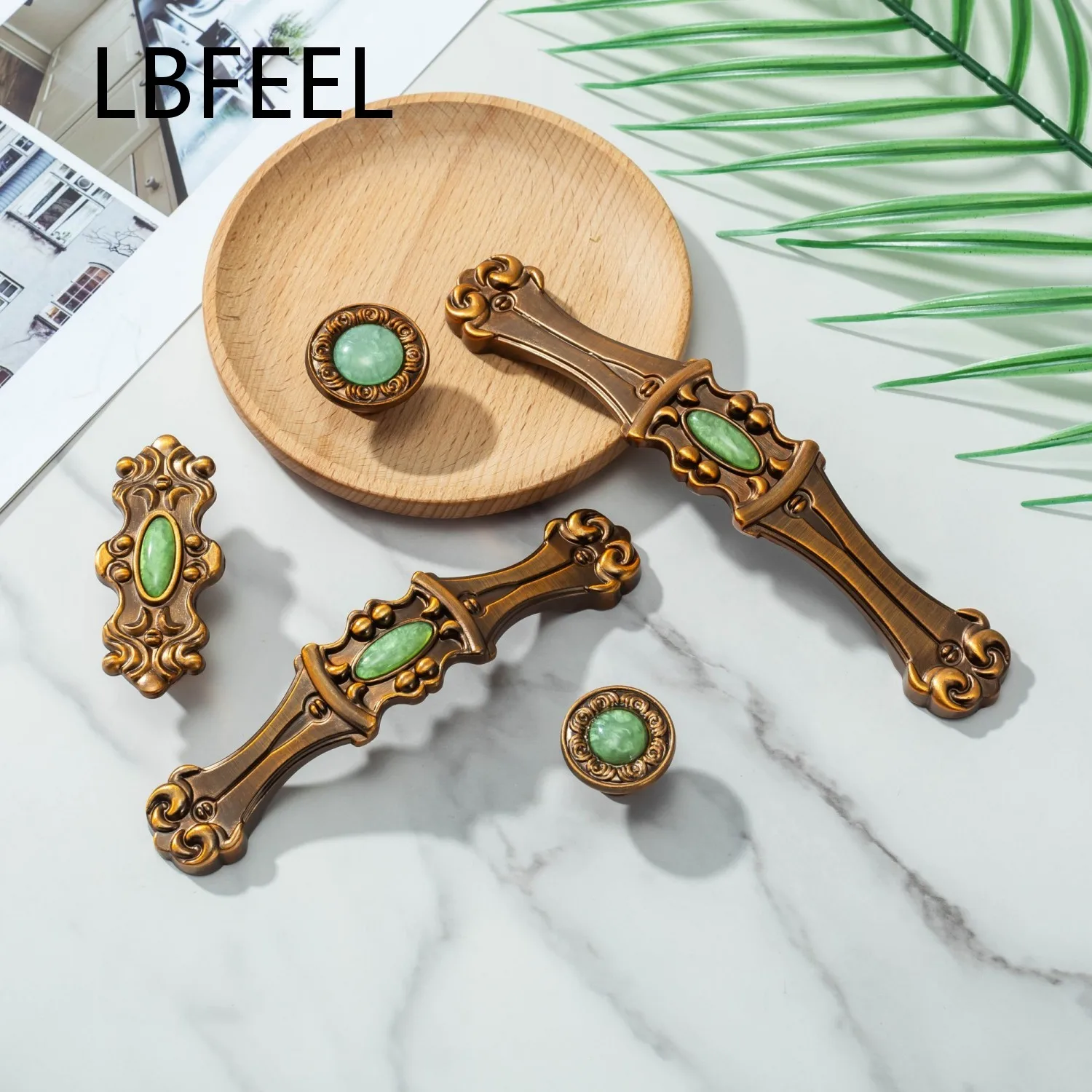 Antique Bronze Door Pull Handles American Style Furniture Handles Shoe Cabinet Drawer Pulls Kitchen Hardware LBFEEL