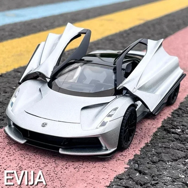 1:24 Lotus Car Evija EV Alloy Sports Car Model Diecast Metal Vehicles  Simulation Sound Light Toys Car Kids Gifts