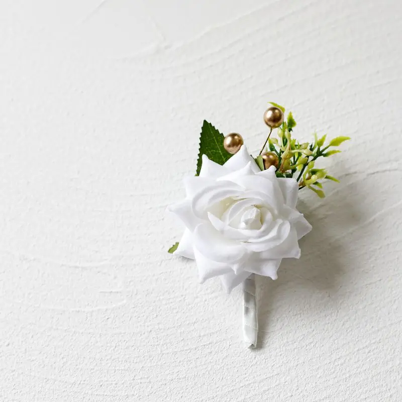 Boutonniere Artifical Flowers, ramillete de muñeca, padrino de boda, traje de hombre, accesorios de Parkty de matrimonio